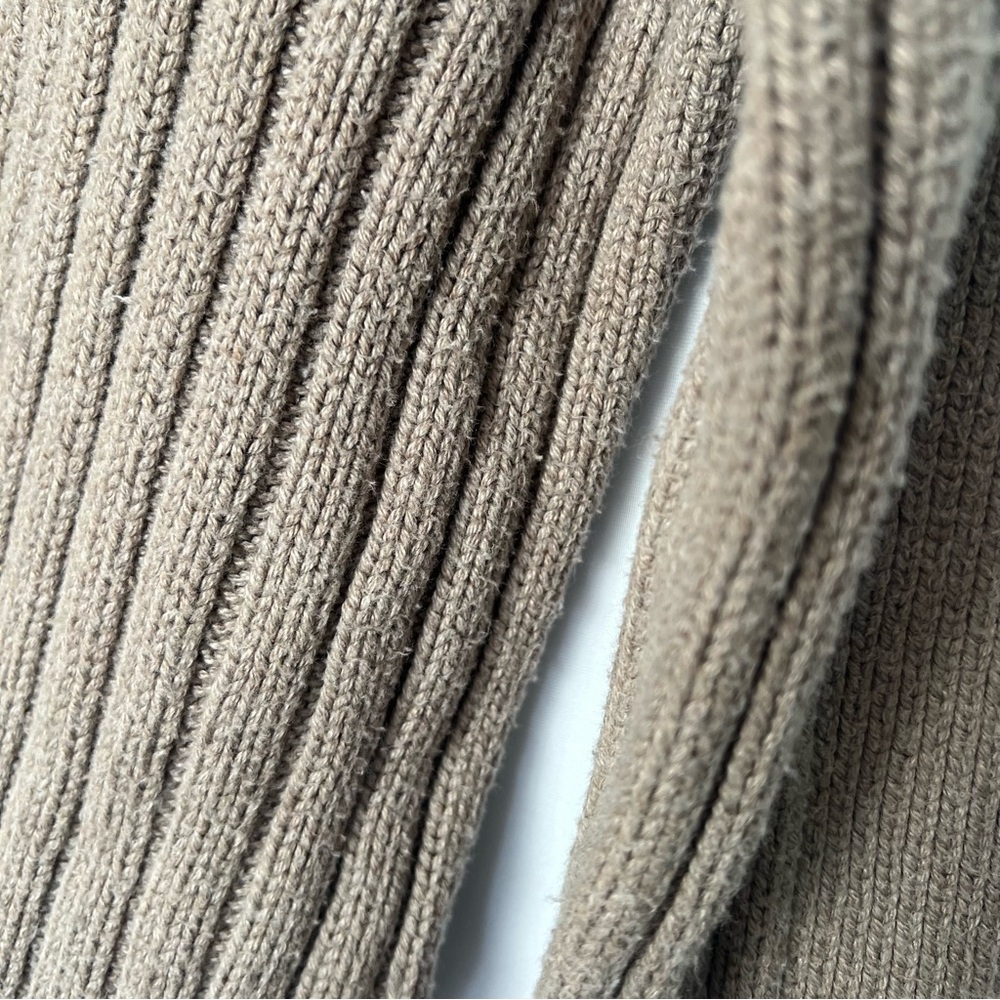 Abercrombie & Fitch Ribbed Cable Knit Mock Neck Long Sleeve Sweater XS Tan Beige - Picture 5 of 8